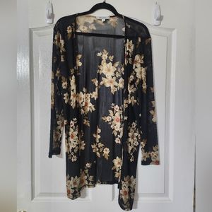 Alice Blue Floral Sheer Shawl
